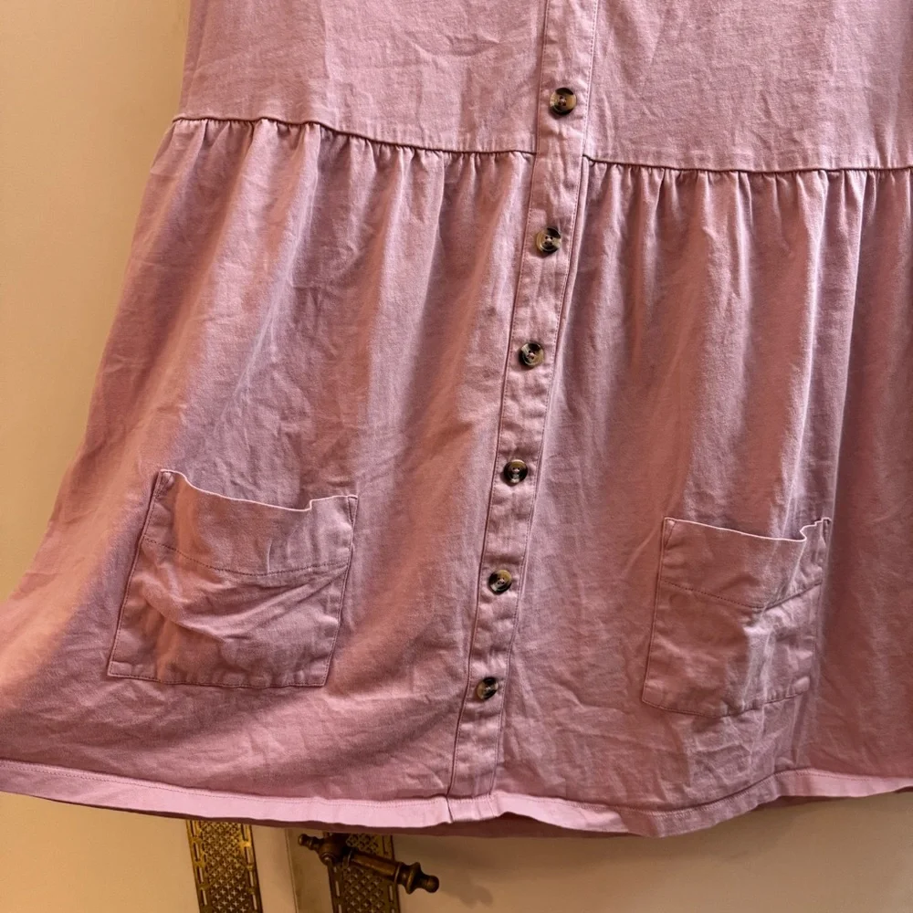 ASOS button through mini smock dress with pockets rose pink NWOT size 4